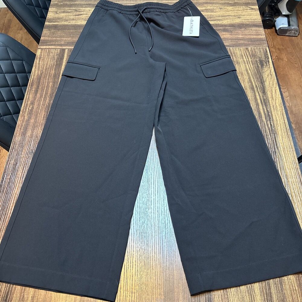 Athleta Women Promenade Cargo Travel Pants Wide Leg Black Size Small NWT $129